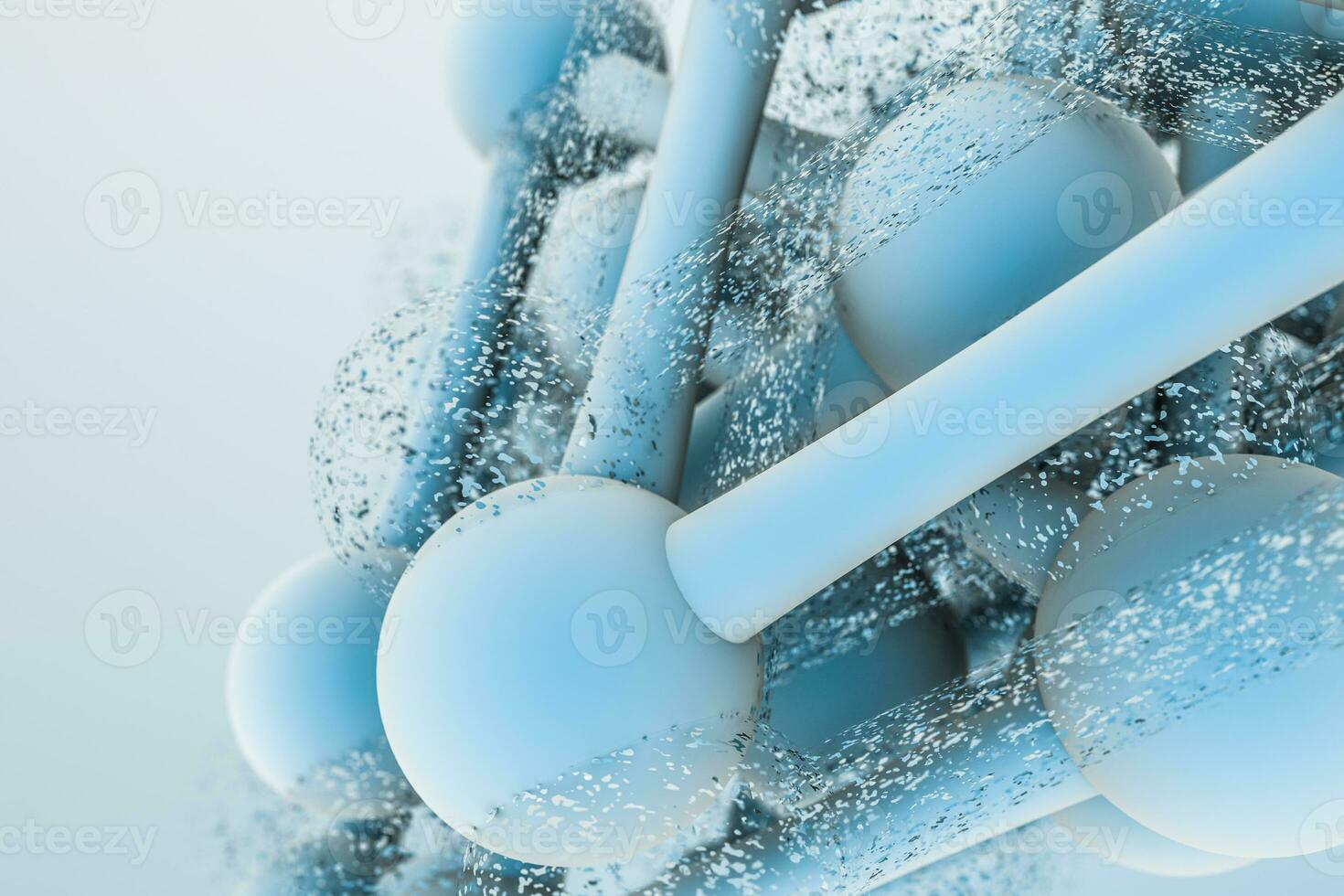 3d rendering, blue chemical formula with particle effects photo