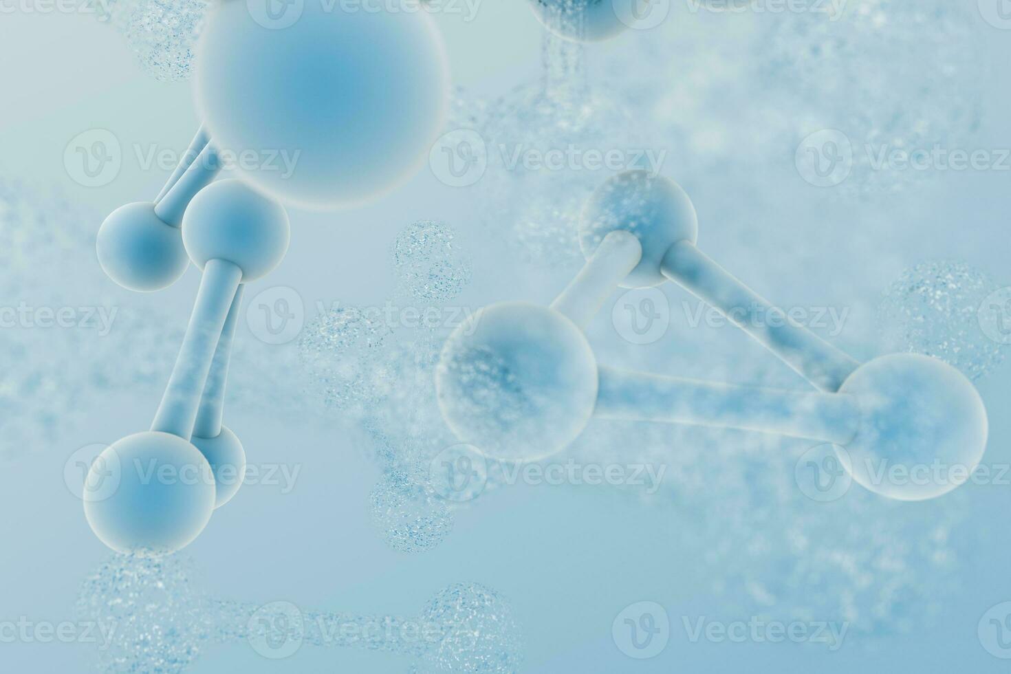 3d rendering, blue chemical formula with particle effects photo