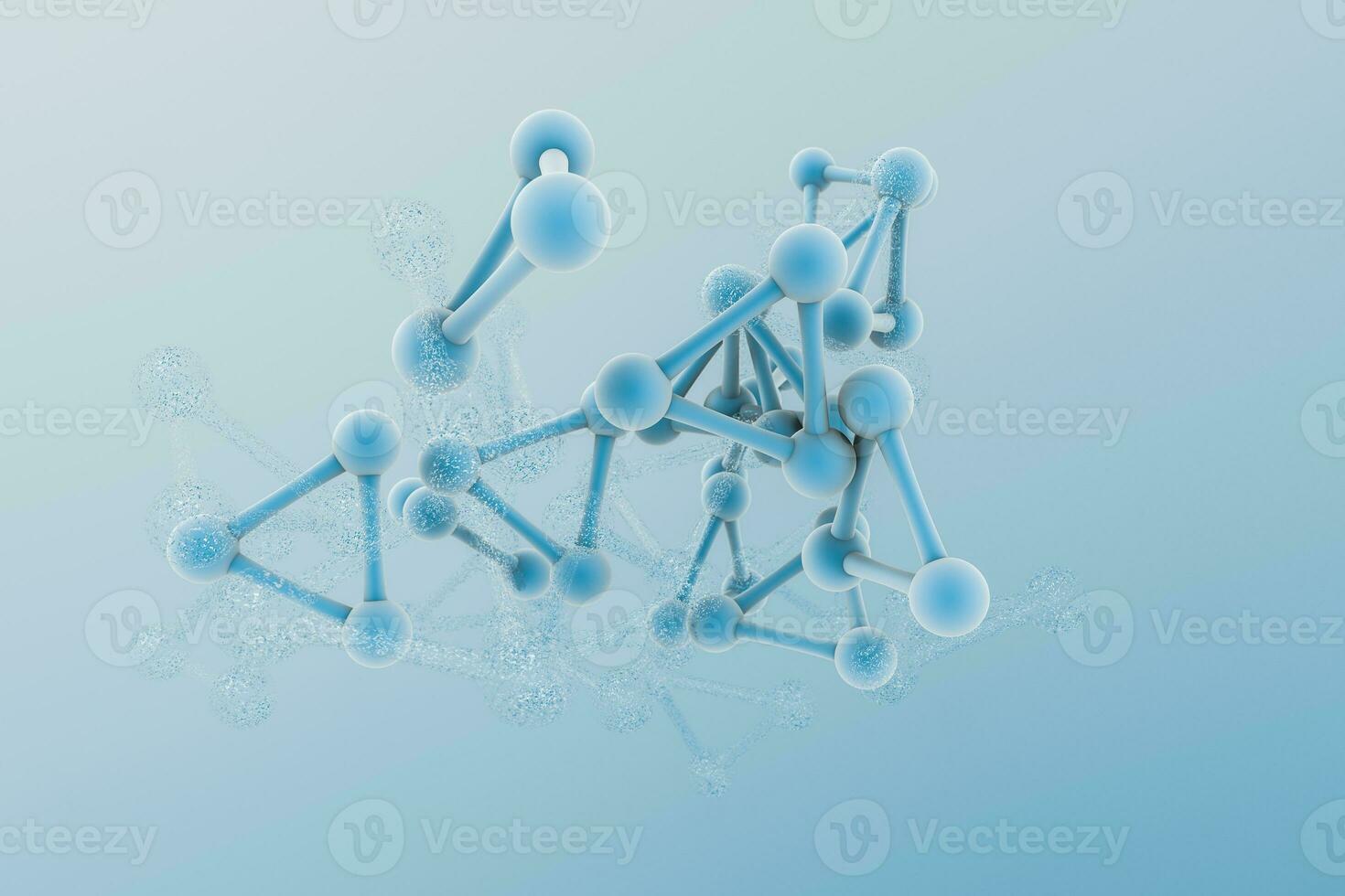 3d rendering, blue chemical formula with particle effects photo