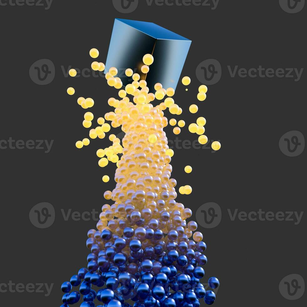 Glowing rising spheres with dark background, 3d rendering. photo