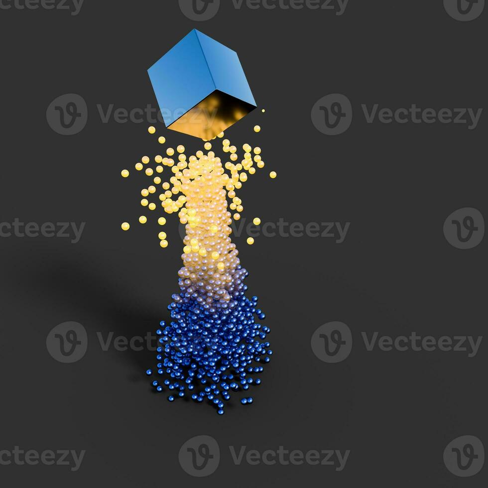 Glowing rising spheres with dark background, 3d rendering. photo