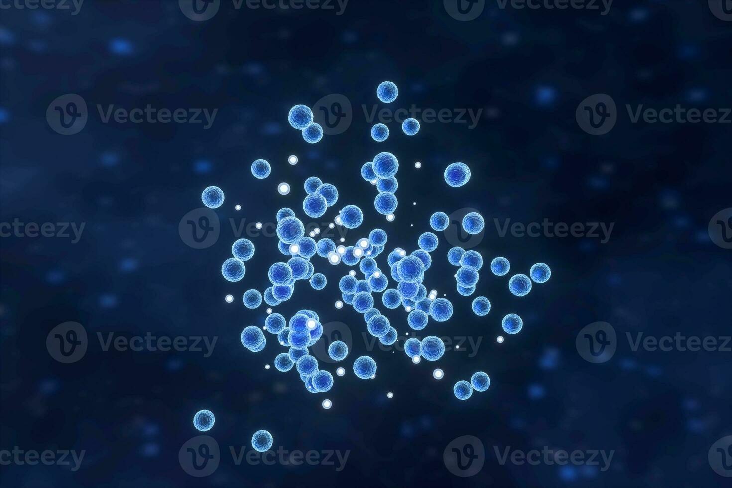 Infectious virus with surface details on blue background, 3d rendering. photo