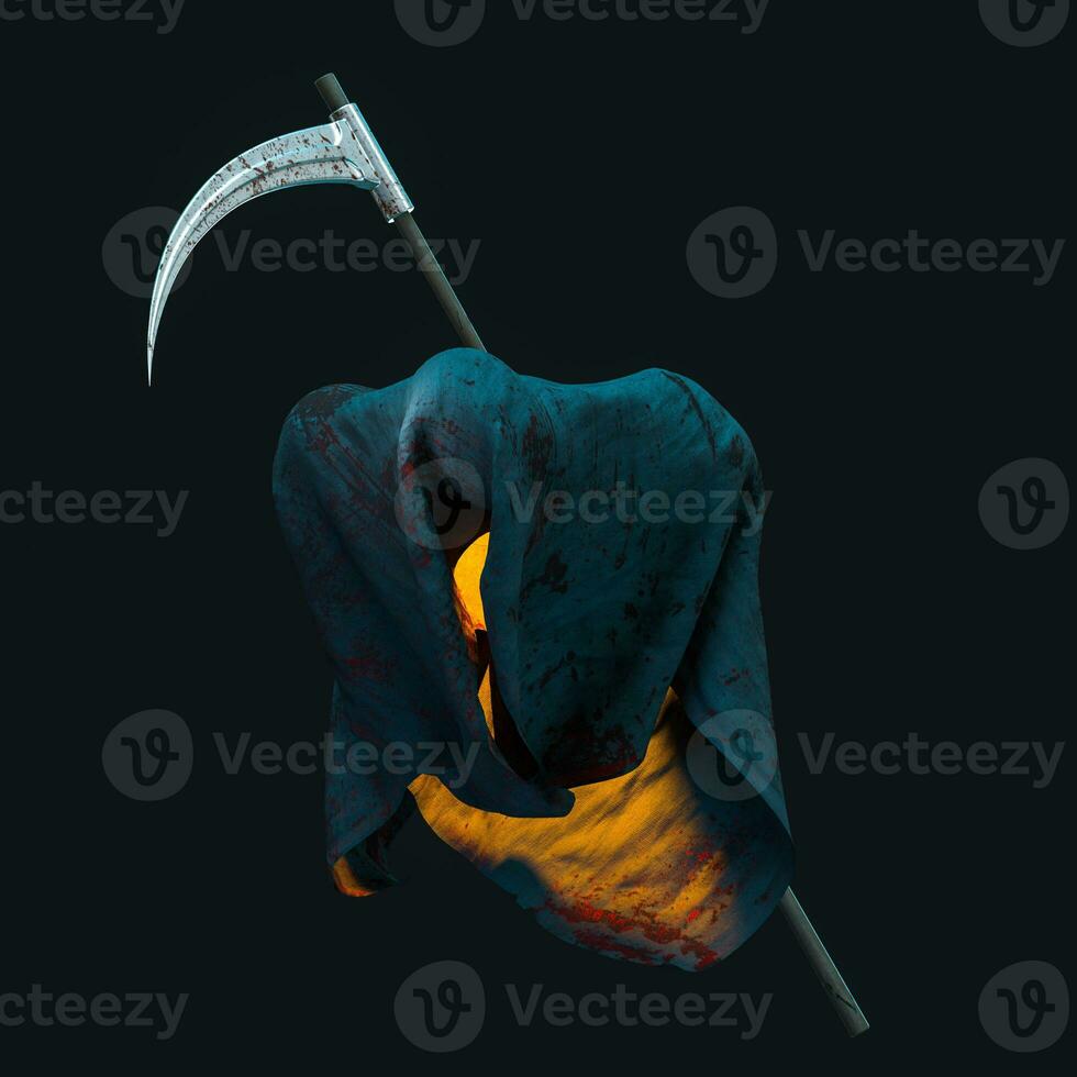 The terrible ghost wearing the sackcloth with dark background, 3d rendering. photo