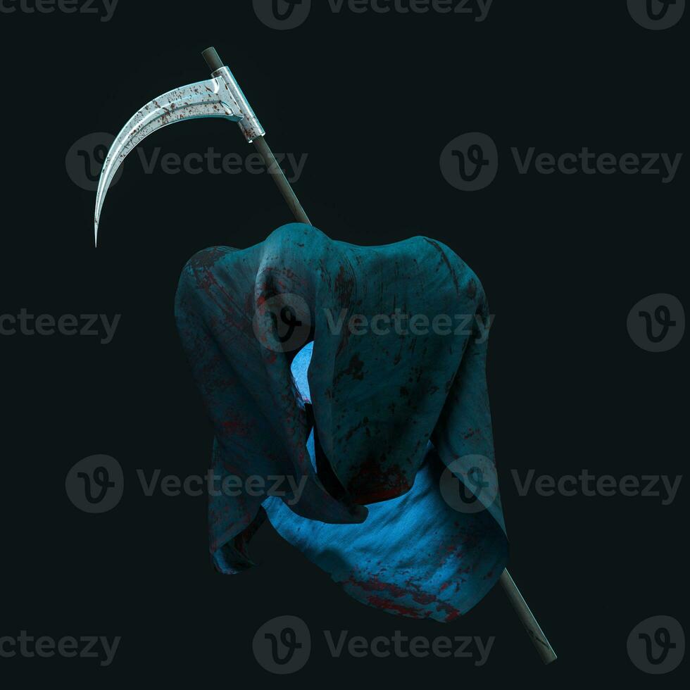The terrible ghost wearing the sackcloth with dark background, 3d rendering. photo