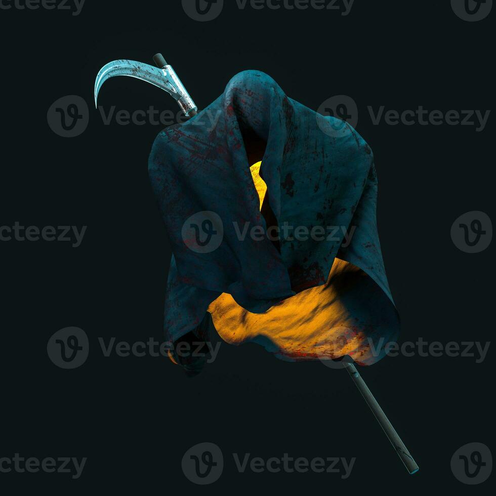 The terrible ghost wearing the sackcloth with dark background, 3d rendering. photo
