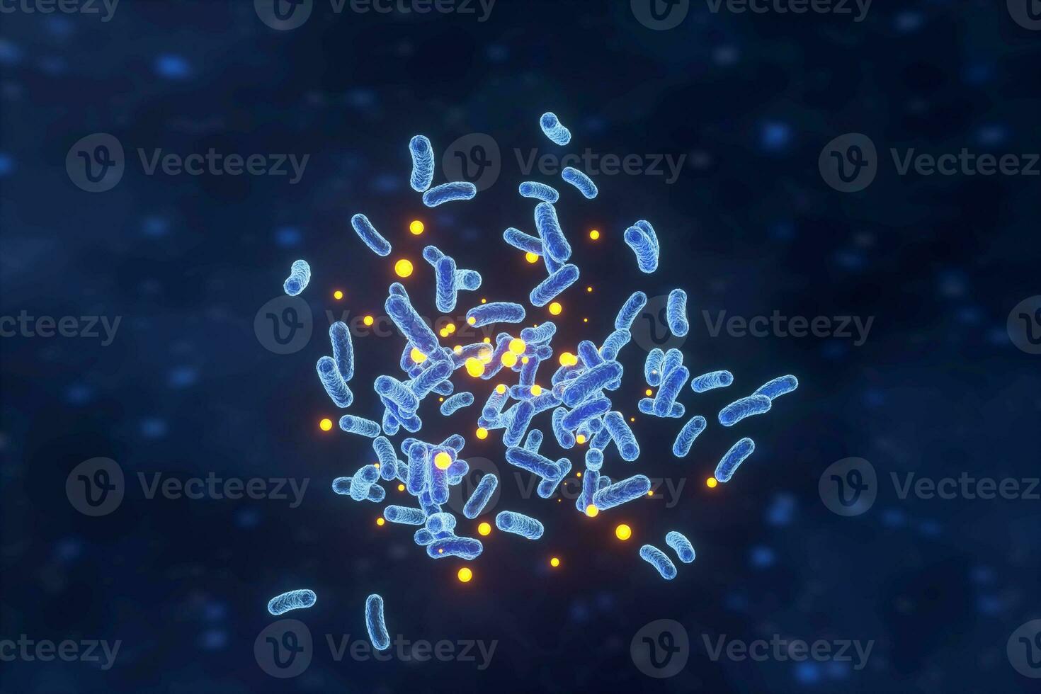 Infectious virus with surface details on blue background, 3d rendering. photo