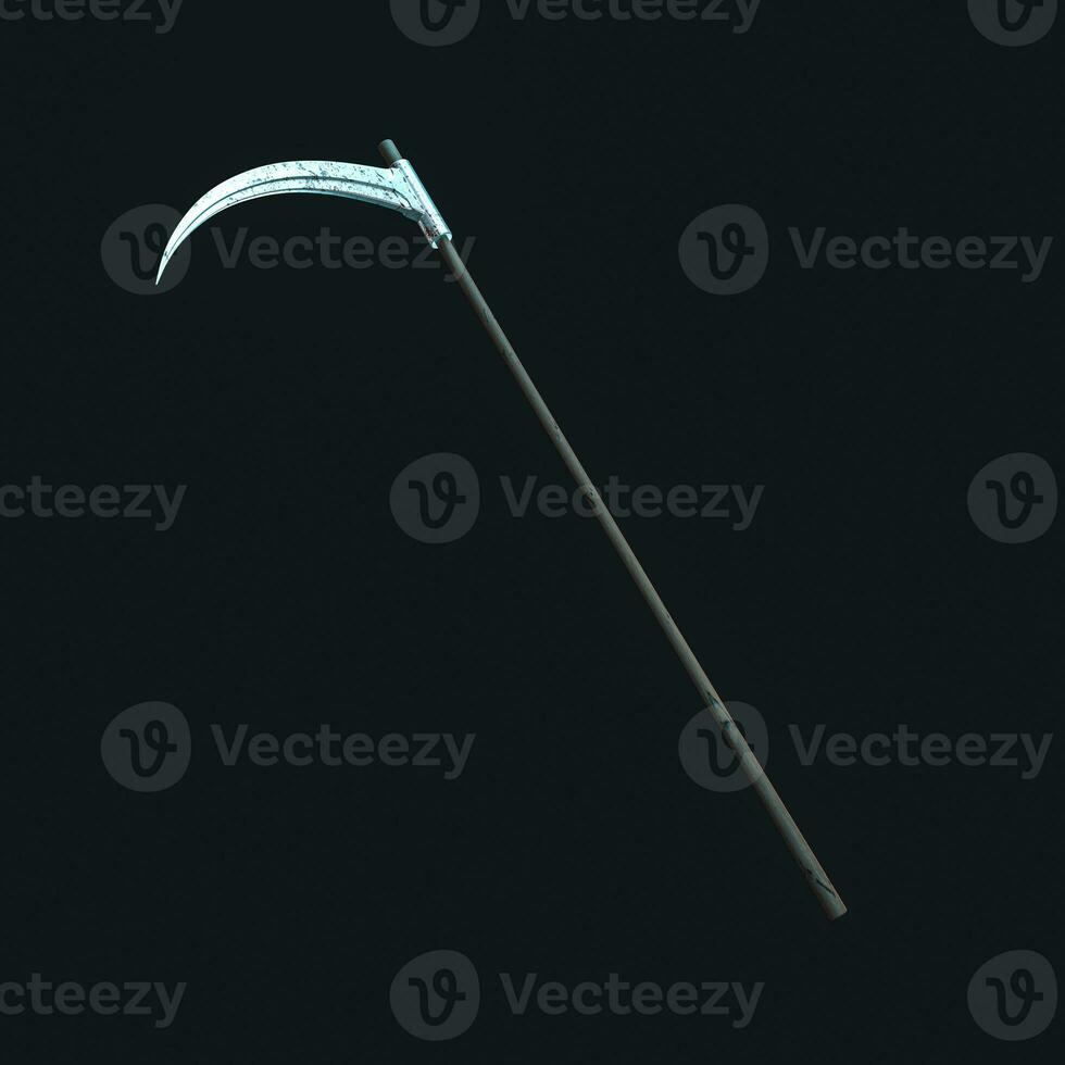 The terrible scythe with dark background, 3d rendering. photo