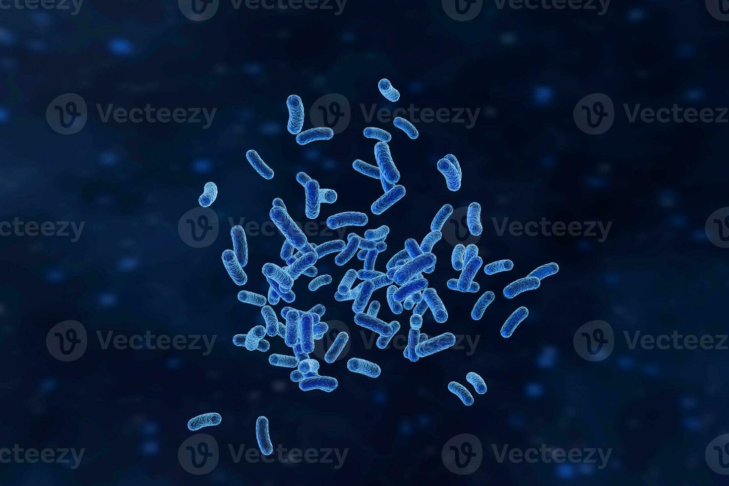 Infectious virus with surface details on blue background, 3d rendering. photo