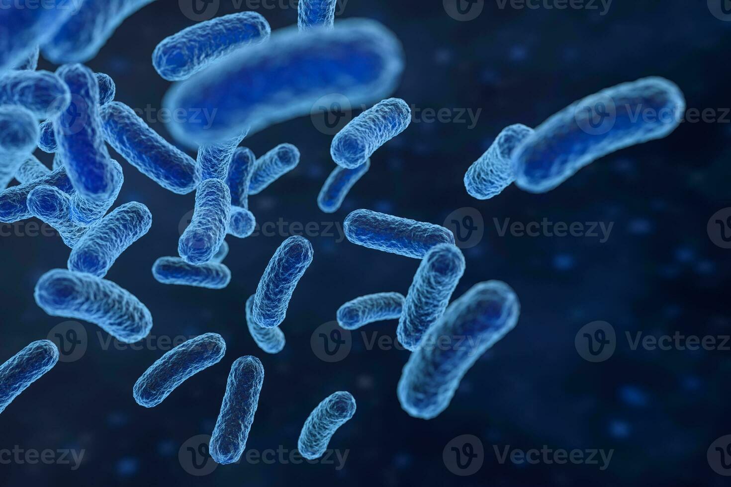 Infectious virus with surface details on blue background, 3d rendering. photo