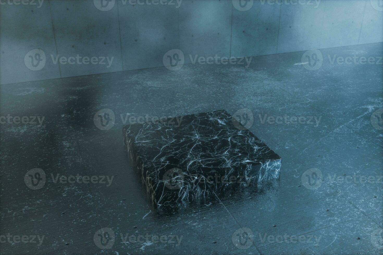 An empty concrete room filled with mist, 3d rendering photo