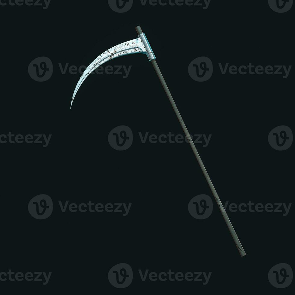 The terrible scythe with dark background, 3d rendering. photo