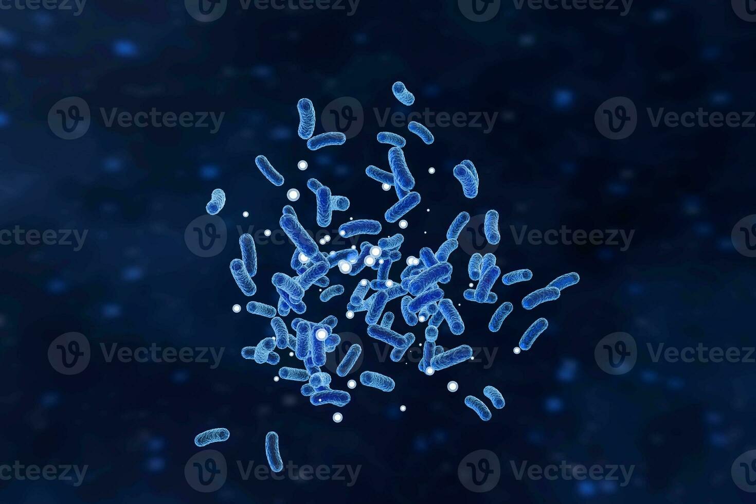 infeccioso virus con superficie detalles en azul fondo, 3d representación. foto
