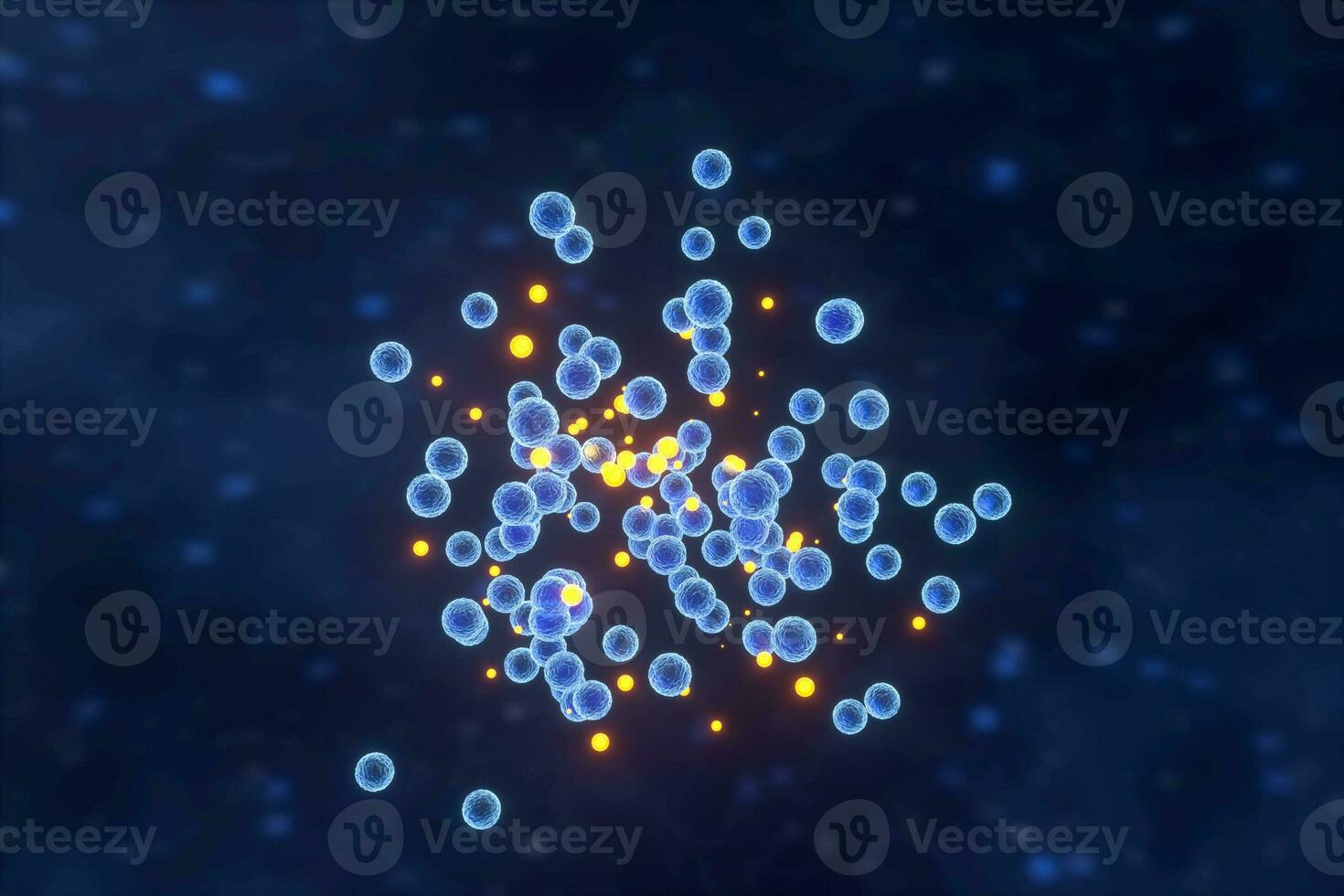 Infectious virus with surface details on blue background, 3d rendering. photo