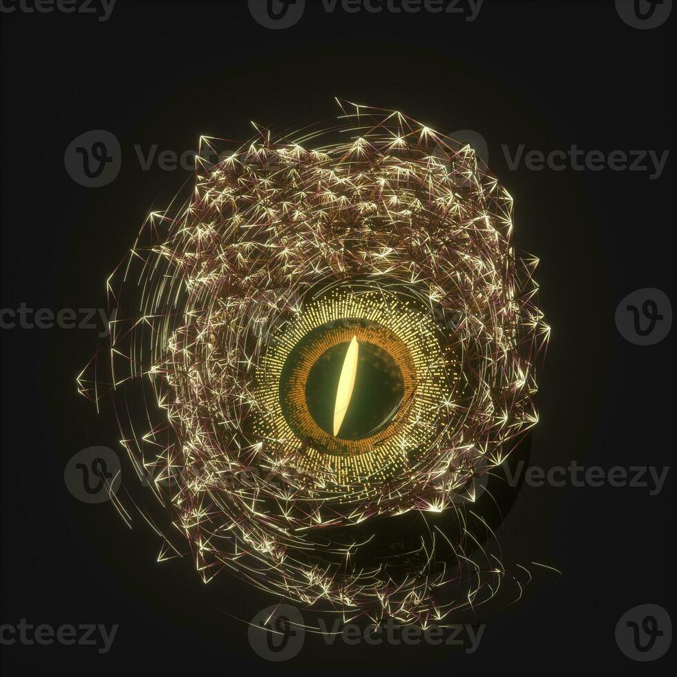 Abstract mechanical eyeball with high-tech line, 3d rendering. photo