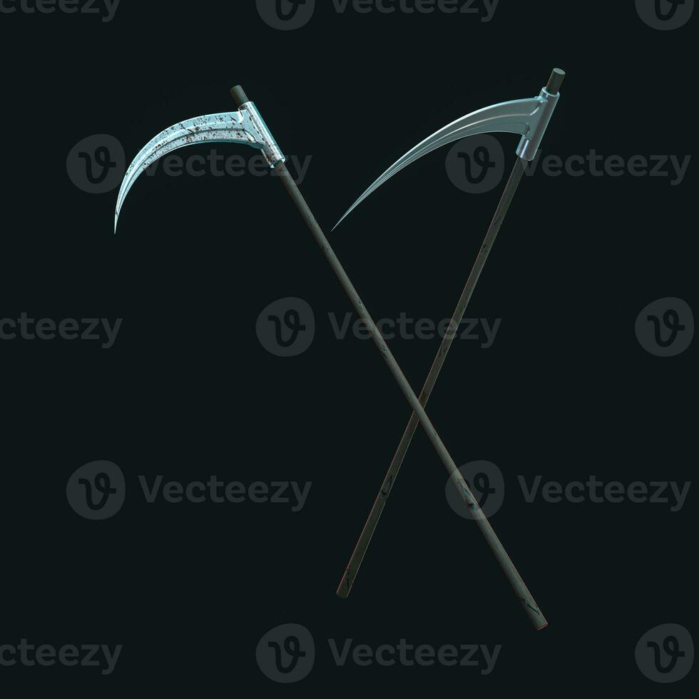 The terrible scythe with dark background, 3d rendering. photo