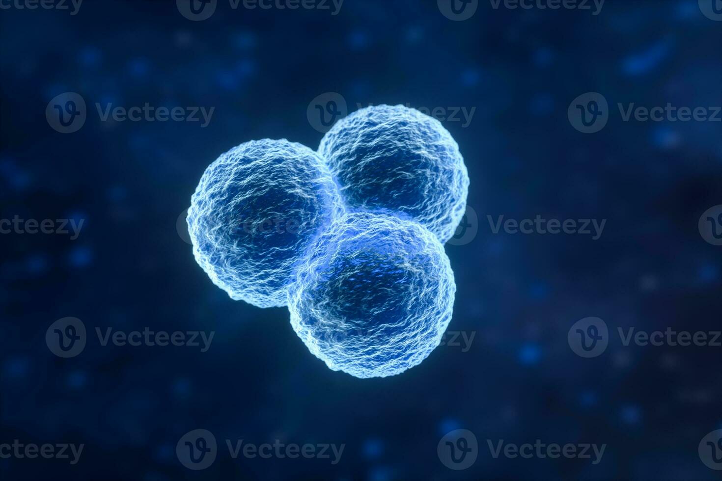 Infectious virus with surface details on blue background, 3d rendering. photo