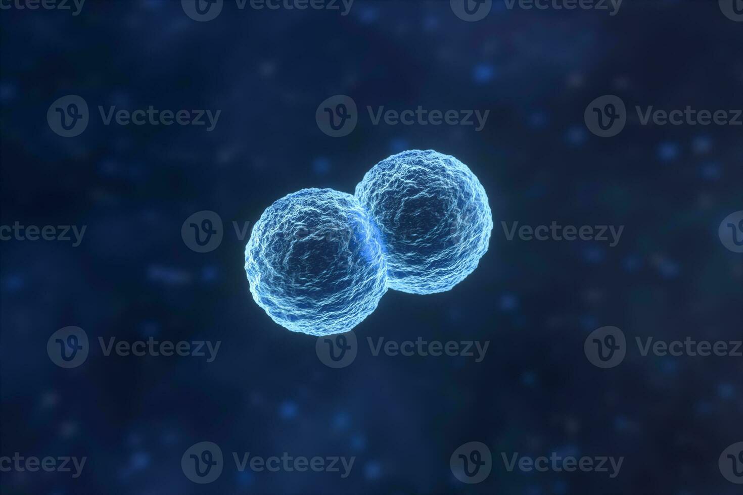 Infectious virus with surface details on blue background, 3d rendering. photo