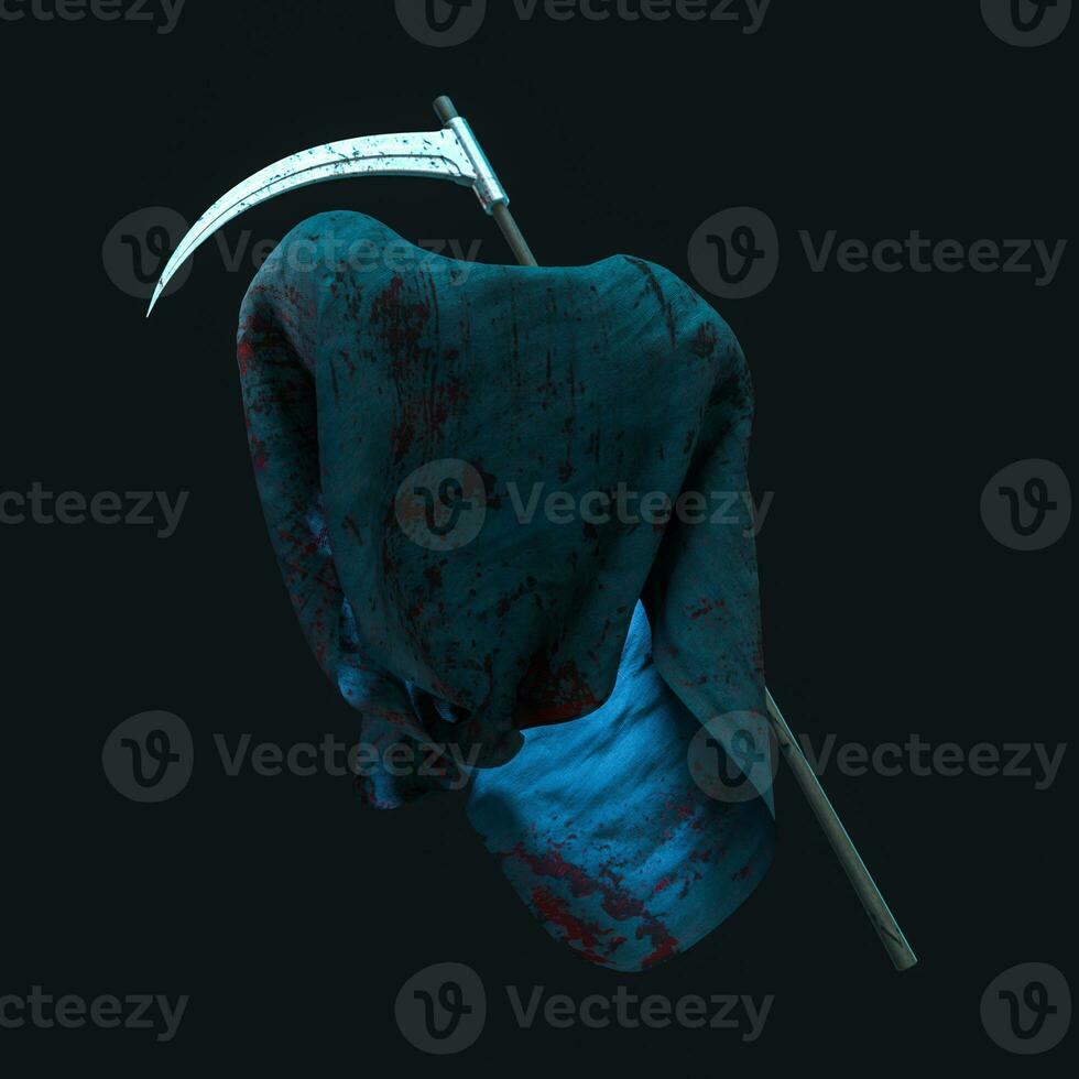 The terrible ghost wearing the sackcloth with dark background, 3d rendering. photo