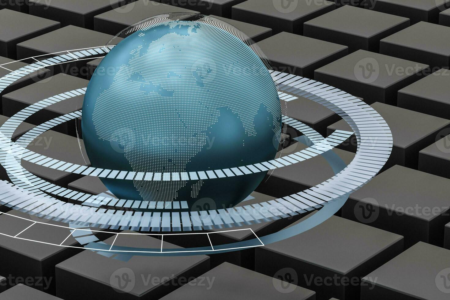 3d rendering, data and earth graphics with HUD elements photo