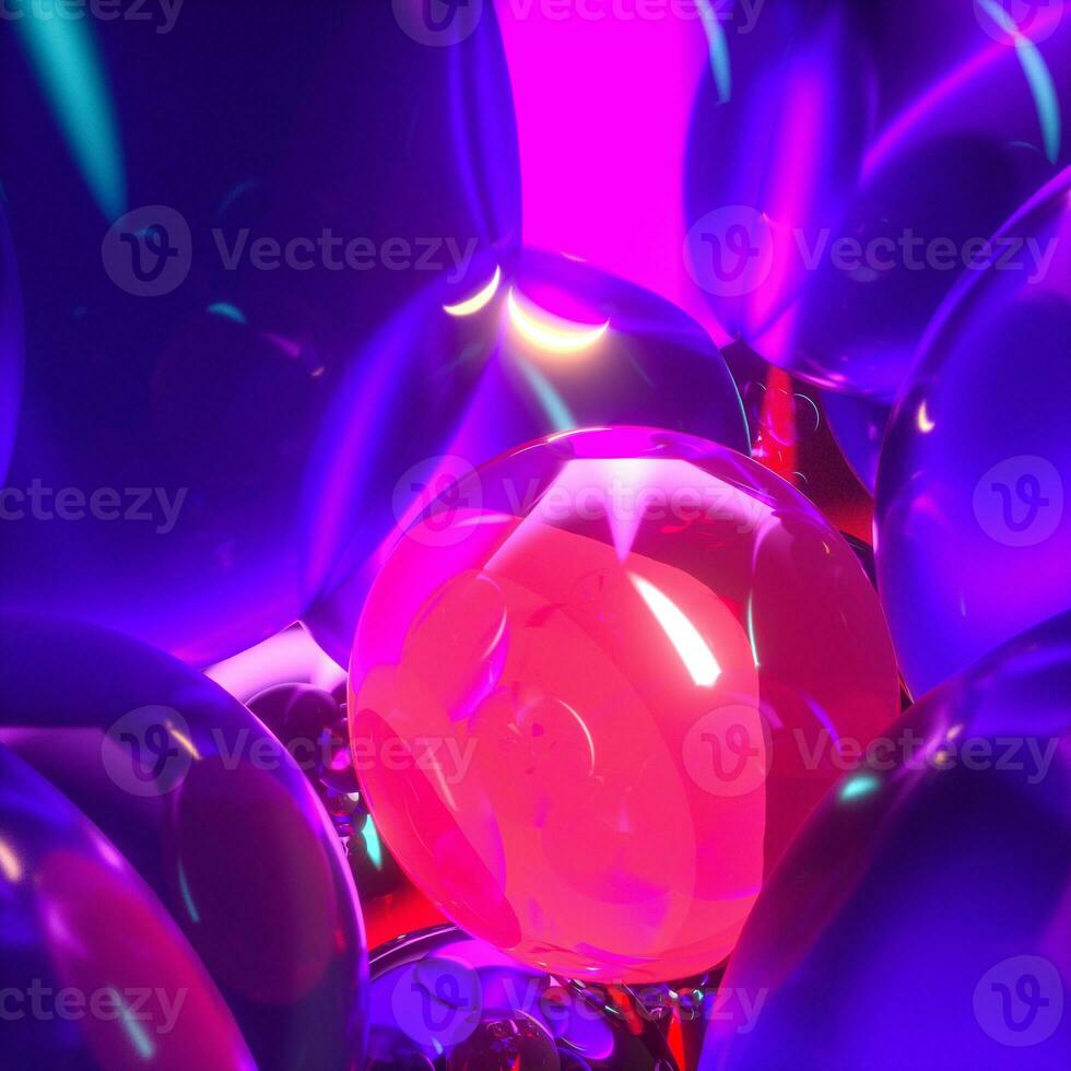 glowing purple balloons, fantasy and abstract background, 3d rendering. photo
