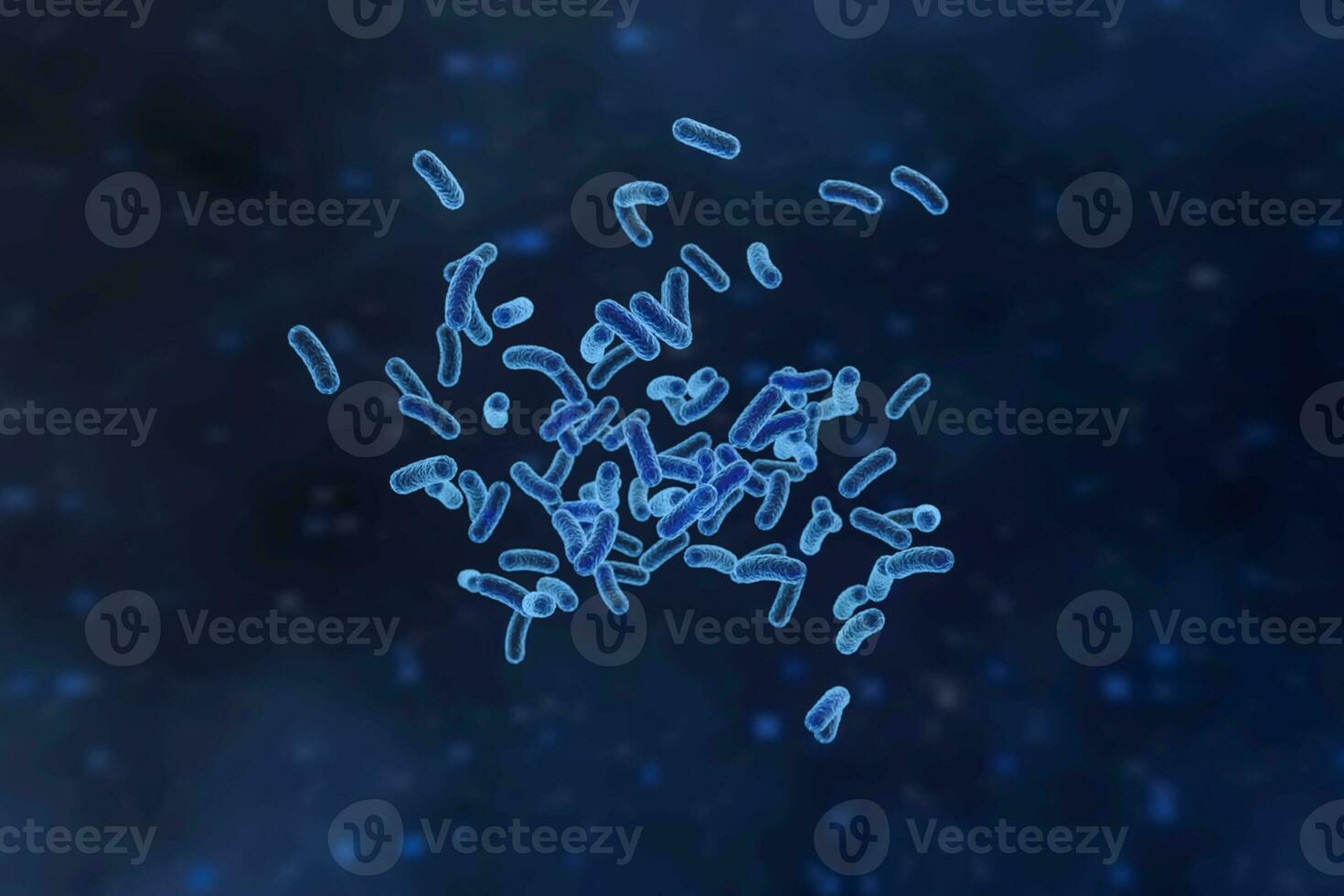 Infectious virus with surface details on blue background, 3d rendering. photo