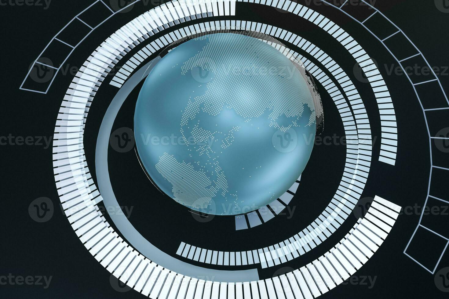 3d representación, datos y tierra gráficos con hud elementos foto