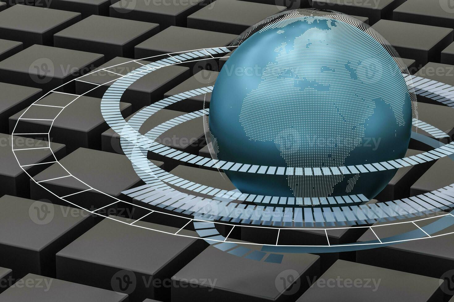 3d rendering, data and earth graphics with HUD elements photo