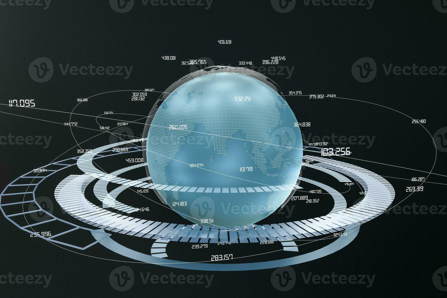 3d representación, datos y tierra gráficos con hud elementos foto