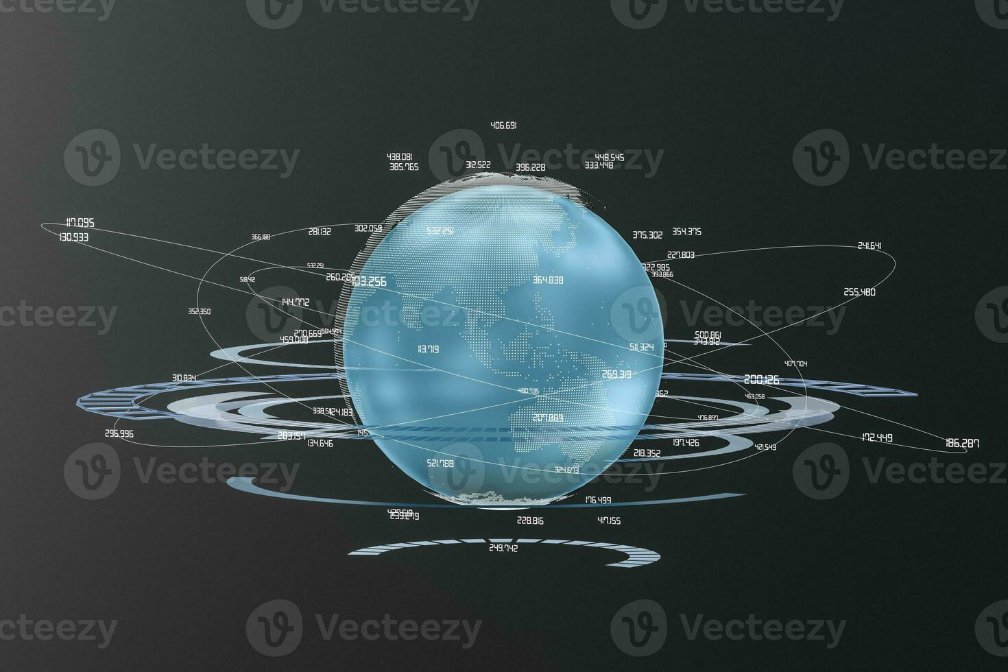 3d rendering, data and earth graphics with HUD elements photo