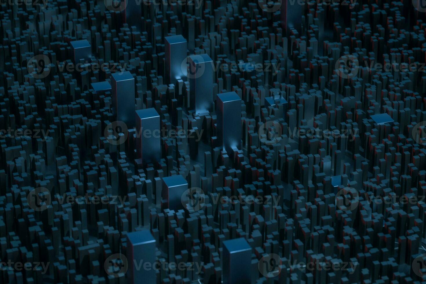 Dark technological lines background with cubes and lines, 3d rendering. photo