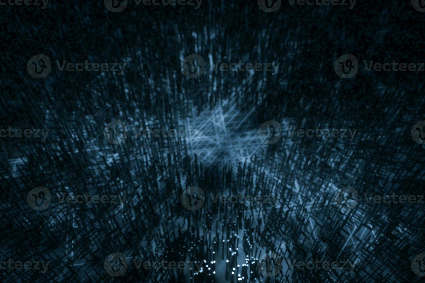 Dark technological lines background with cubes and lines, 3d rendering. photo