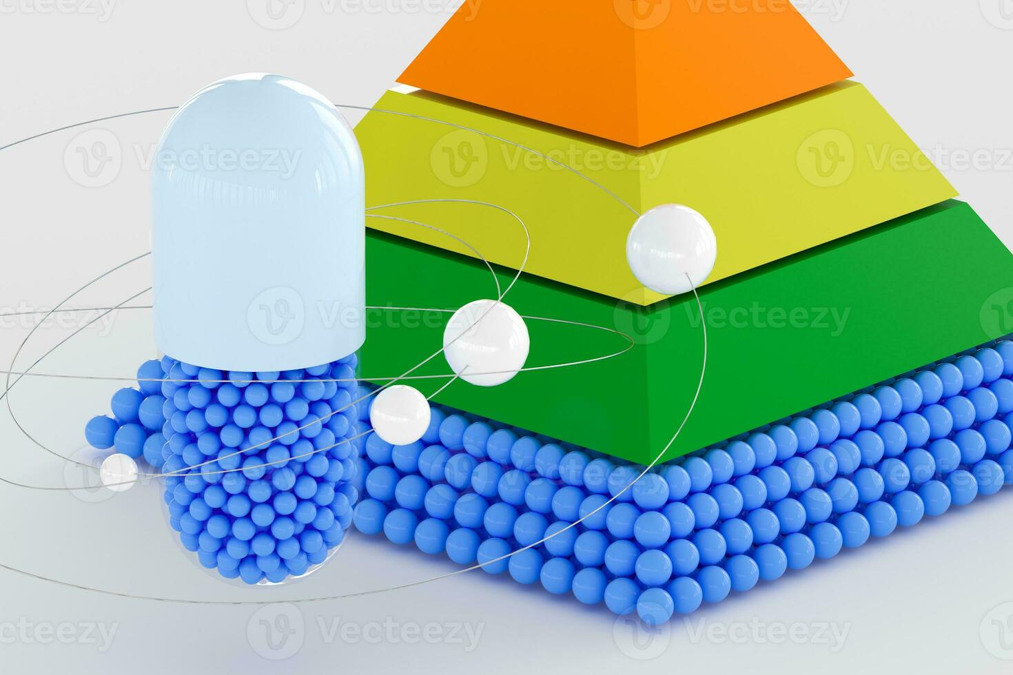 pyramid and capsule, 3d rendering photo