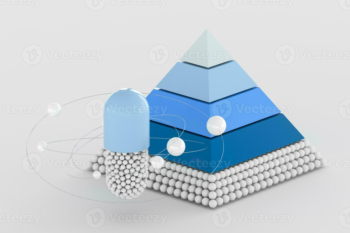 pyramid and capsule, 3d rendering photo