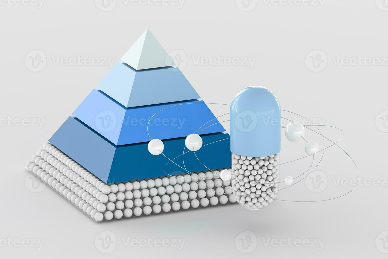 pyramid and capsule, 3d rendering photo
