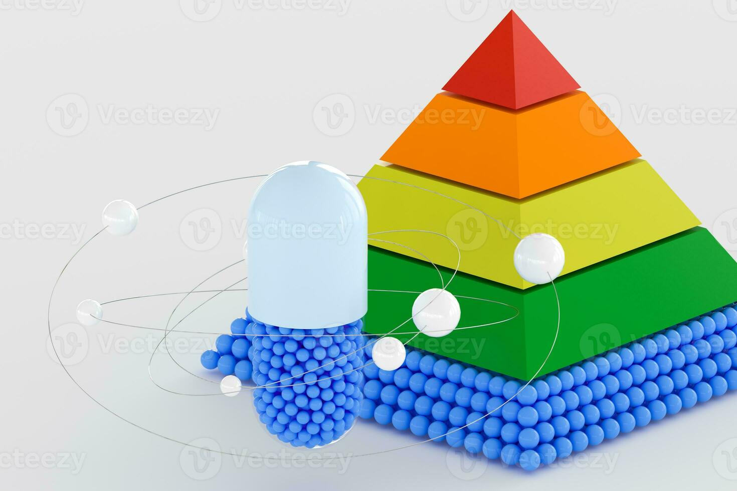 pyramid and capsule, 3d rendering photo