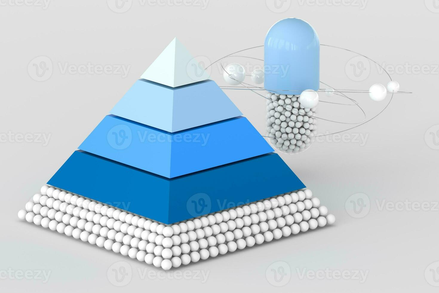 pyramid and capsule, 3d rendering photo