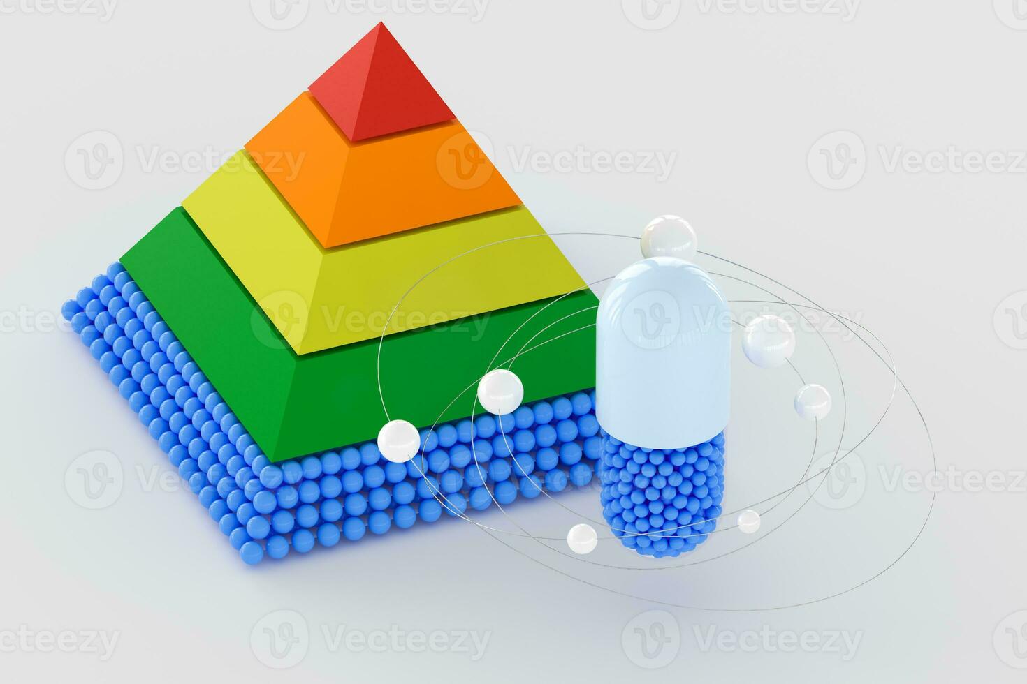 pyramid and capsule, 3d rendering photo