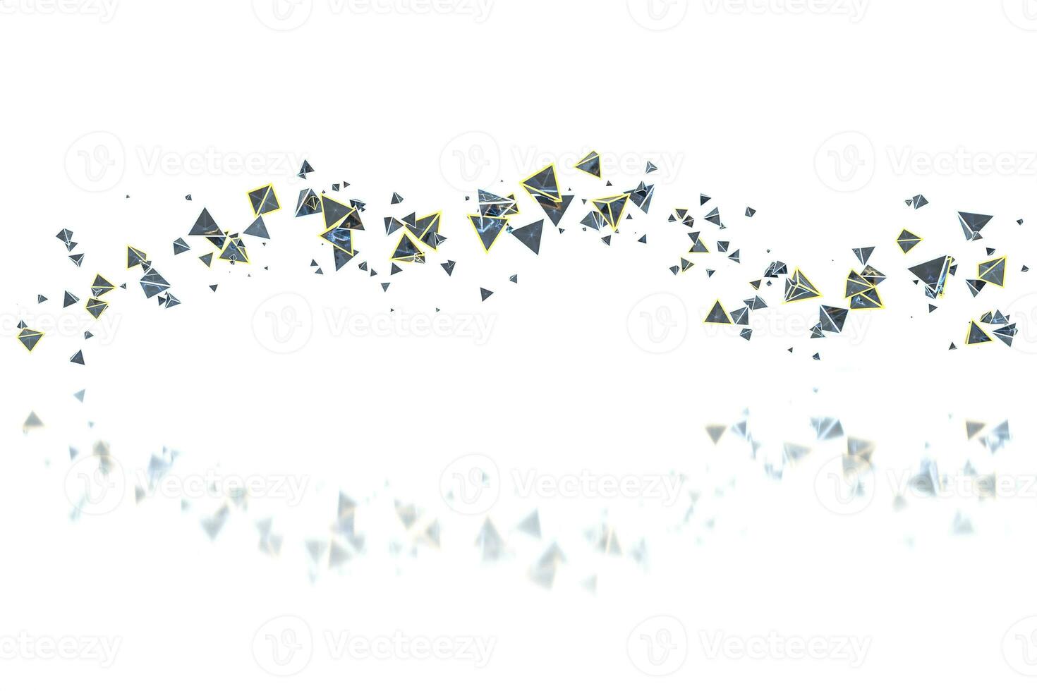 3d rendering, glowing triangle cube with dark background. photo