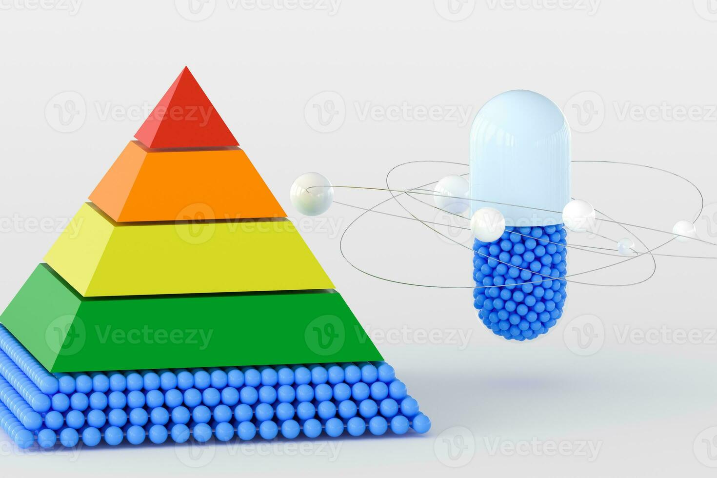 pyramid and capsule, 3d rendering photo