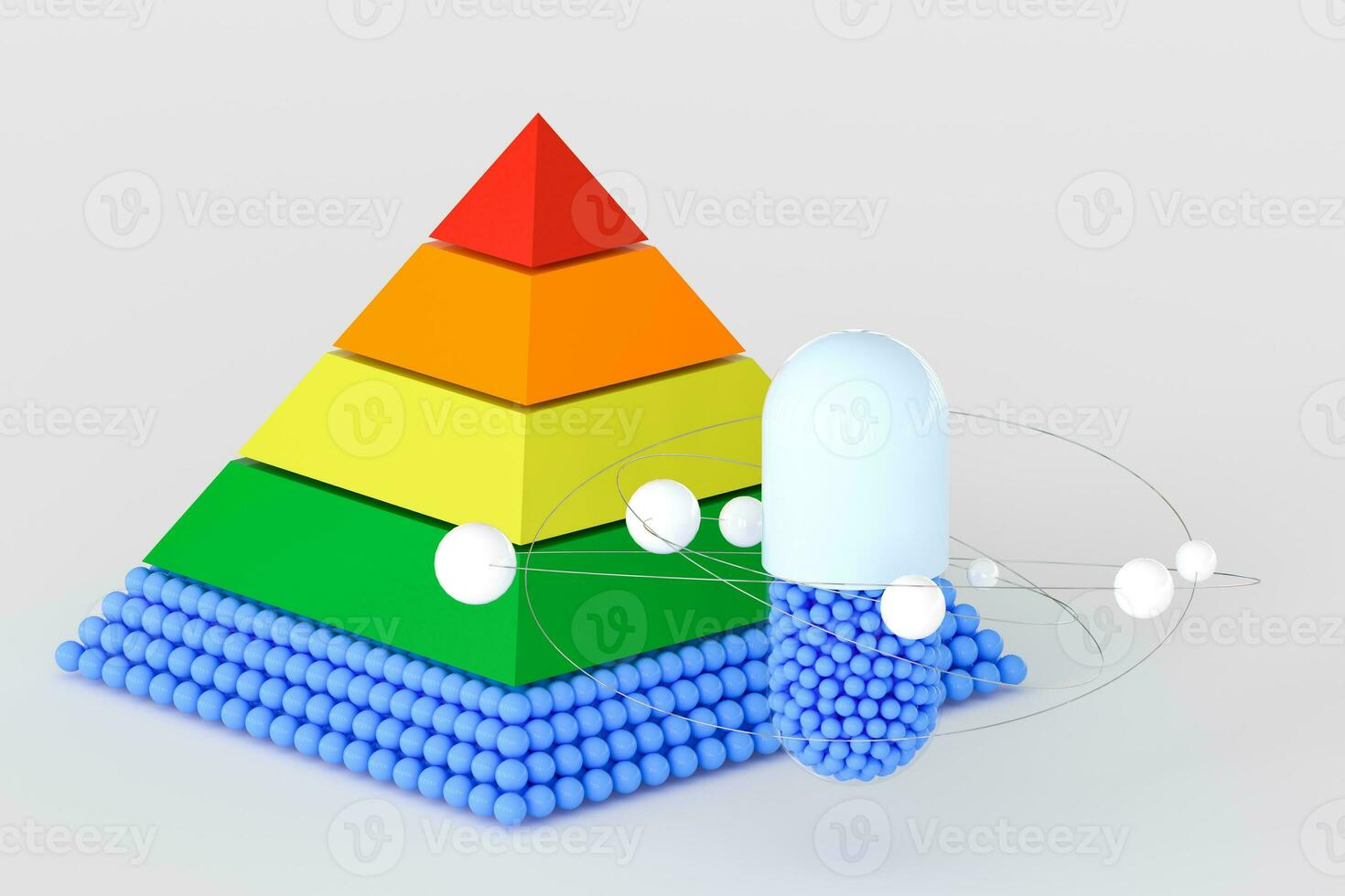 pyramid and capsule, 3d rendering photo