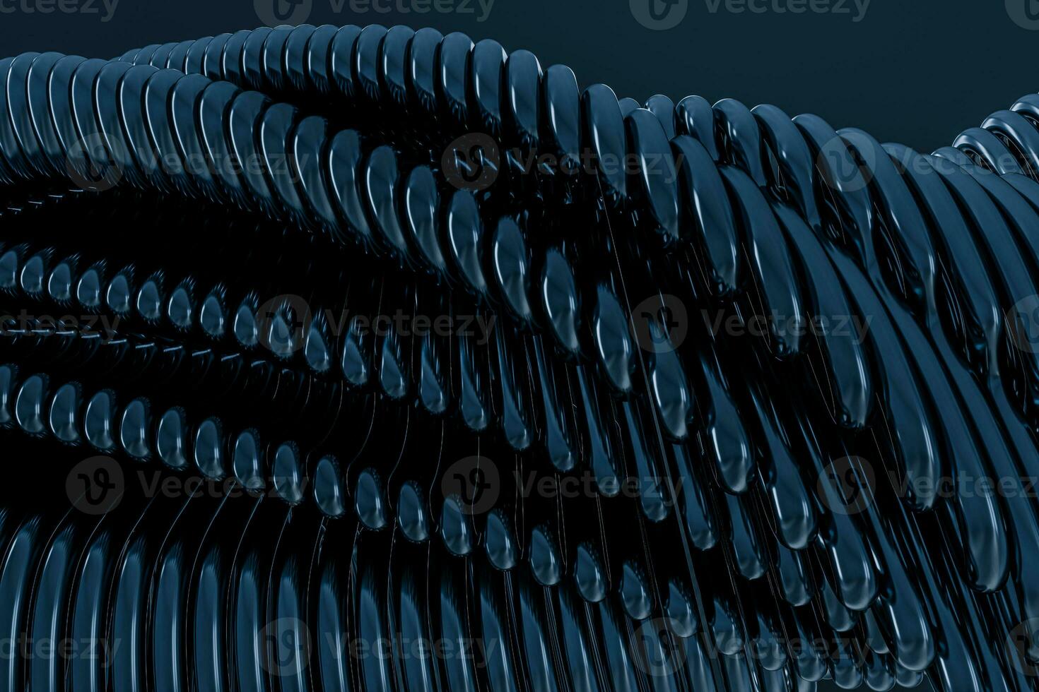 3d rendering, blue metalic wave surface photo