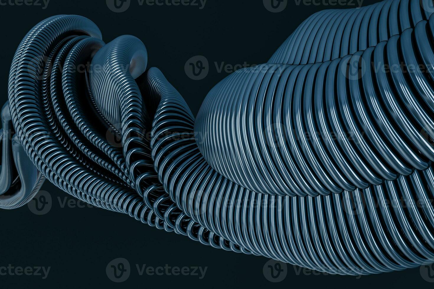 3d representación, azul metalico ola superficie foto