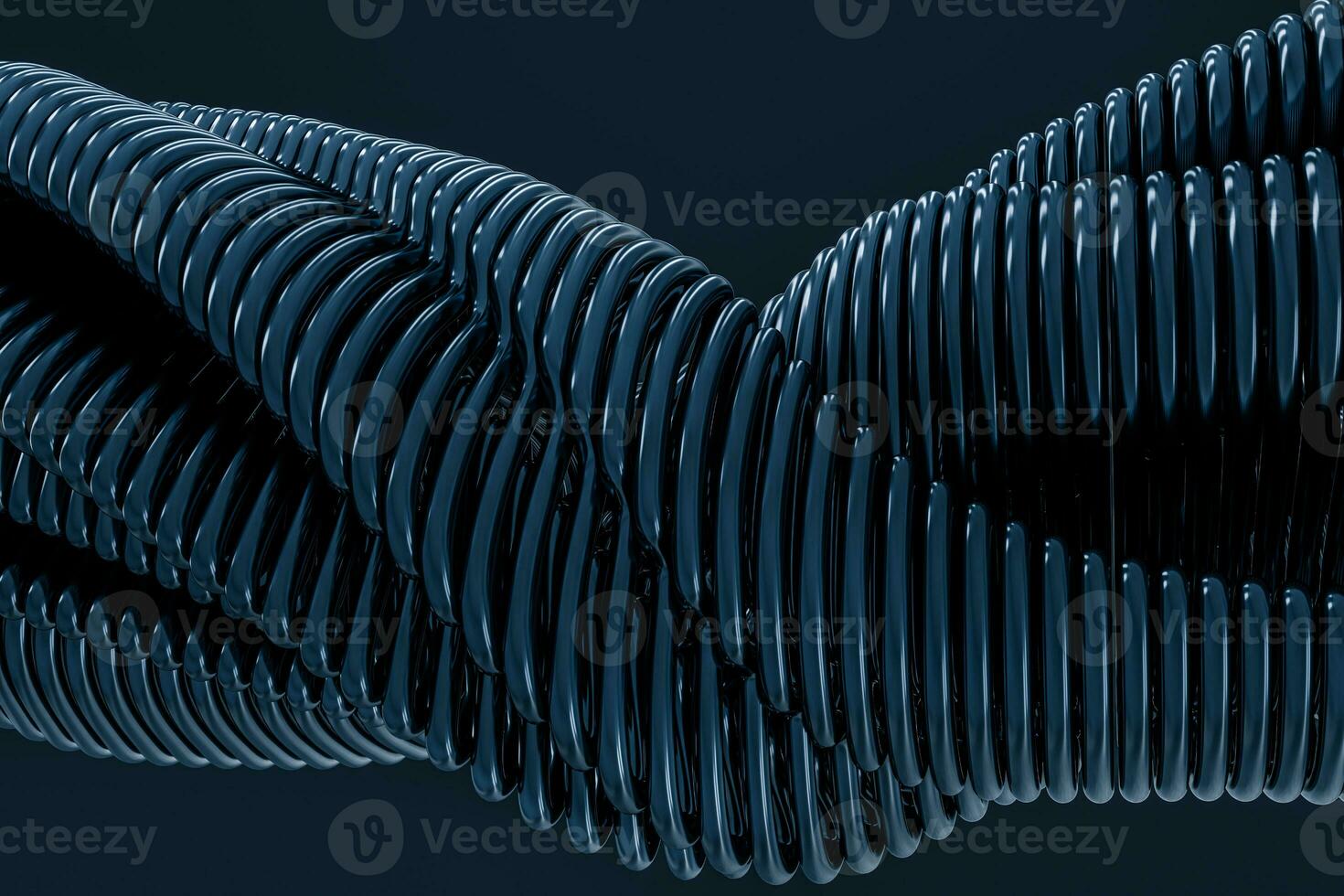 3d rendering, blue metalic wave surface photo