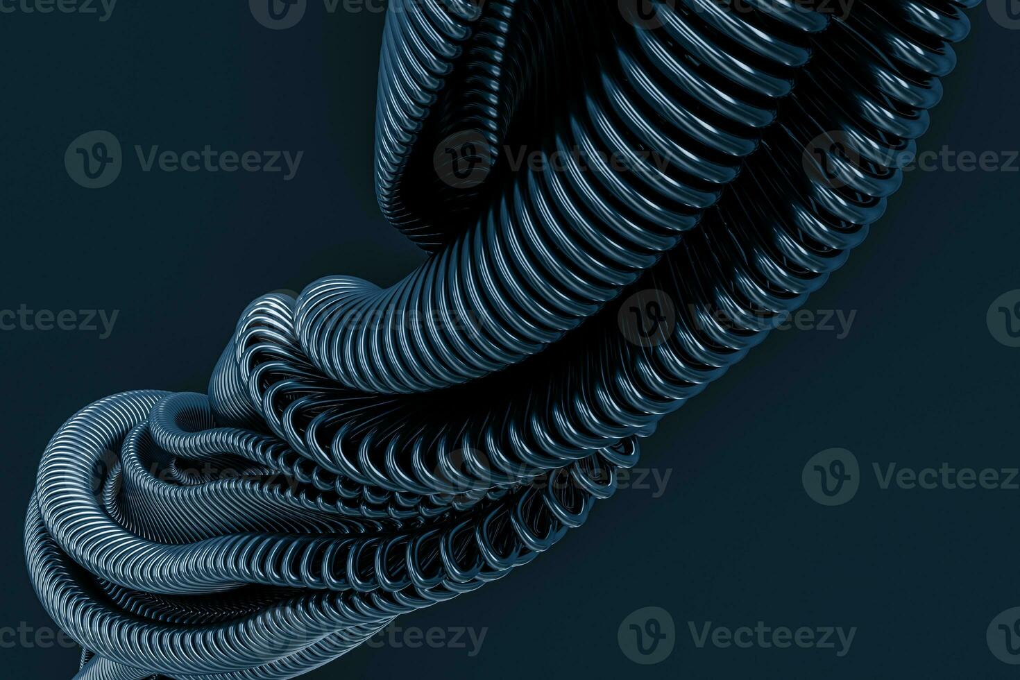 3d rendering, blue metalic wave surface photo