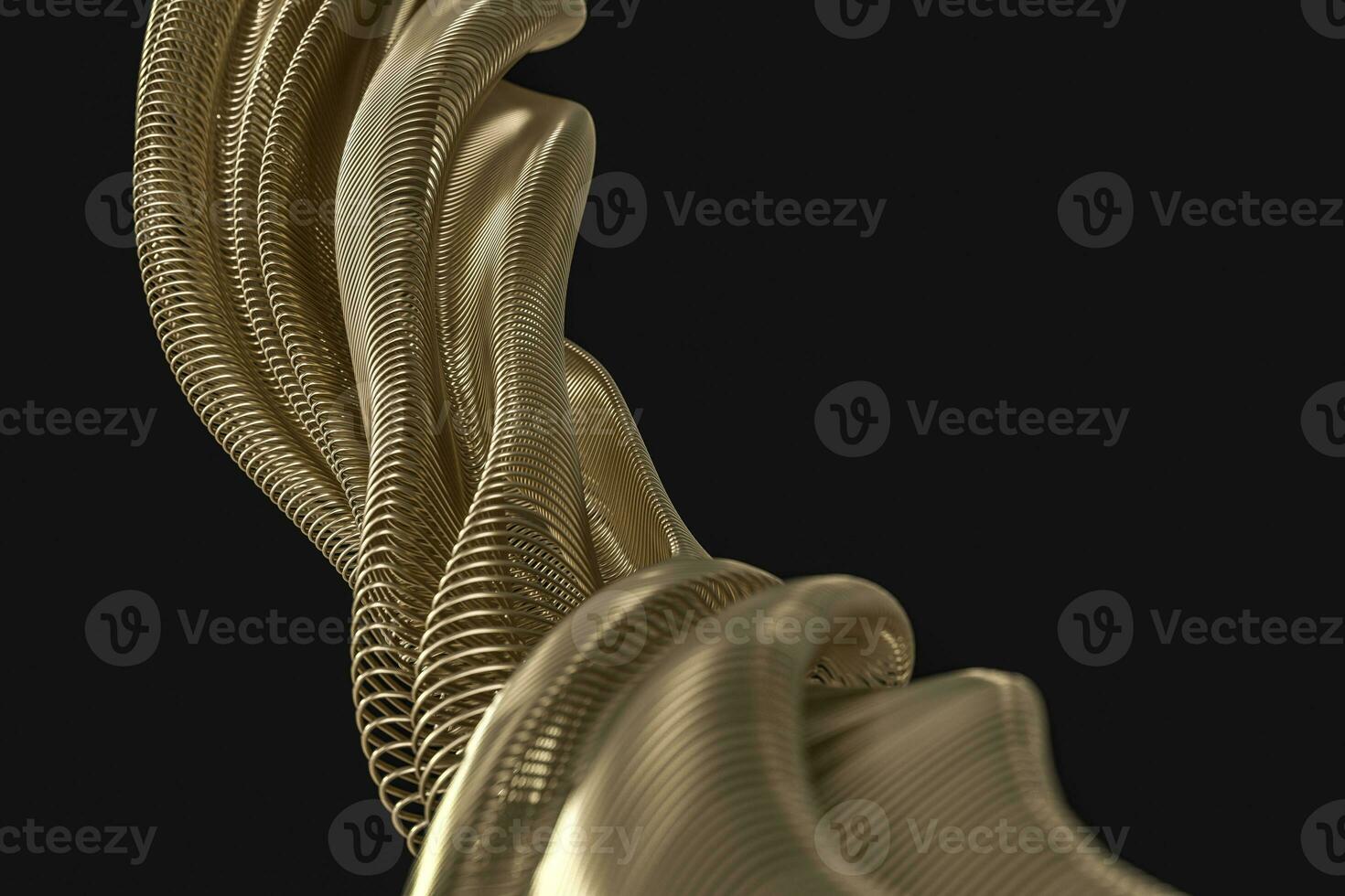 3d rendering, golden metalic wave surface photo