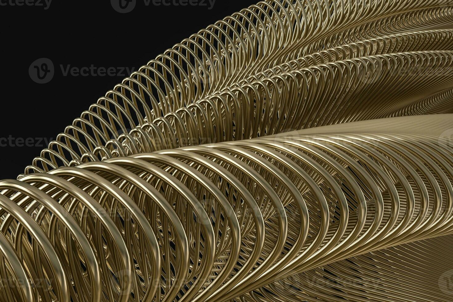 3d rendering, golden metalic wave surface photo