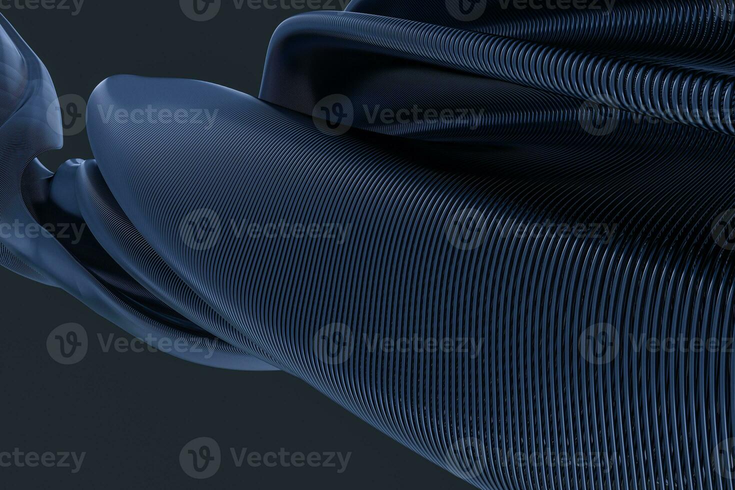 3d rendering, blue metalic wave surface photo