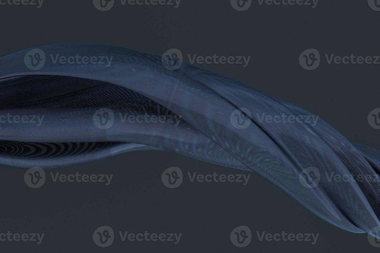 3d rendering, blue metalic wave surface photo