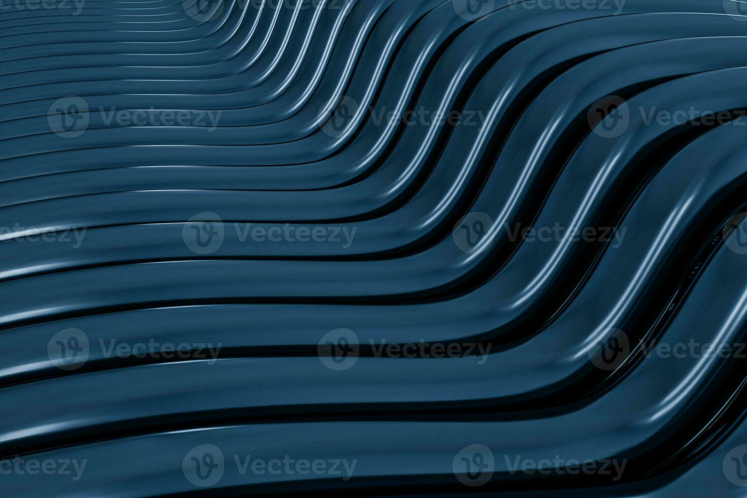 3d rendering, blue metalic wave surface photo