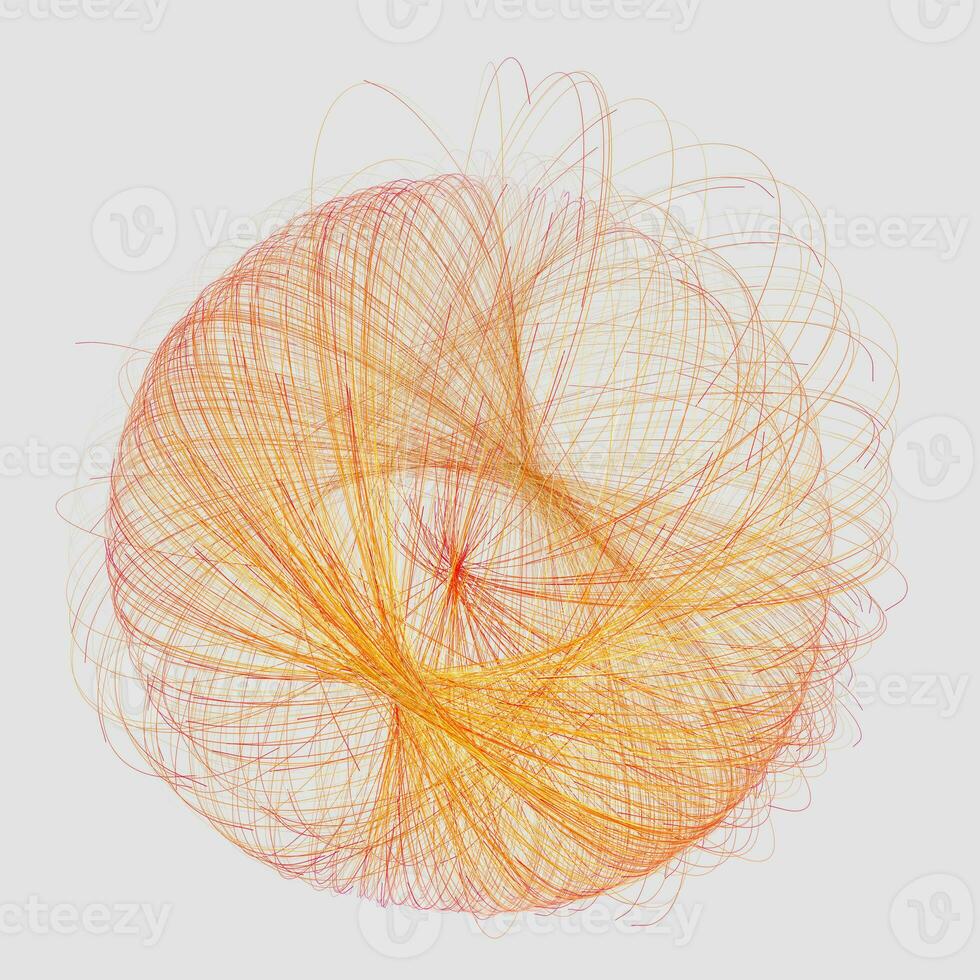 Orange twirl lines with white background, 3d rendering. photo